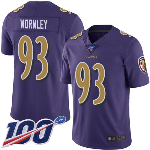 Baltimore Ravens Limited Purple Men Chris Wormley Jersey NFL Football #93 100th Season Rush Vapor Untouchable->nfl t-shirts->Sports Accessory